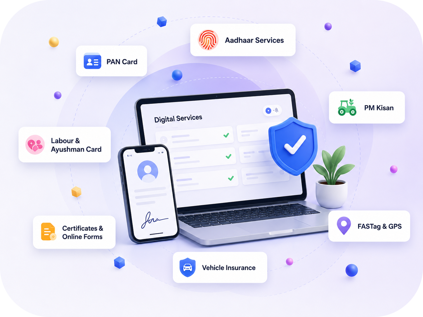 Online services digital support illustration